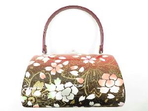 リサイクル　和装小物　和装バッグ　振袖用　金彩　エナメル　桜と牡丹文
